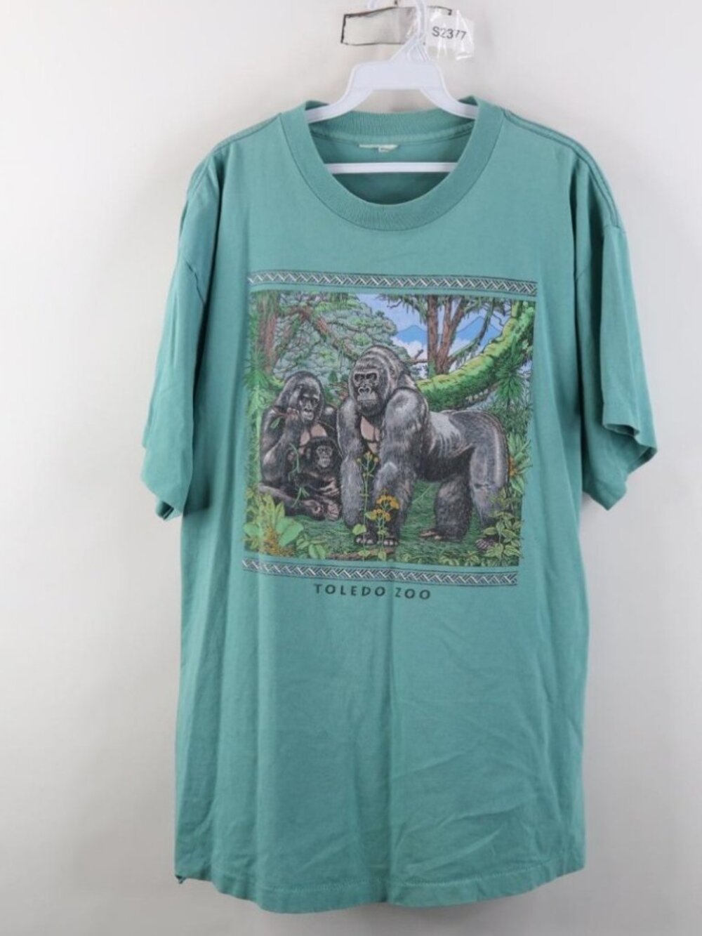 Vintage 90s Mens XL Distressed Toledo Zoo Harambe Monkey Gorilla T-Shirt Teal